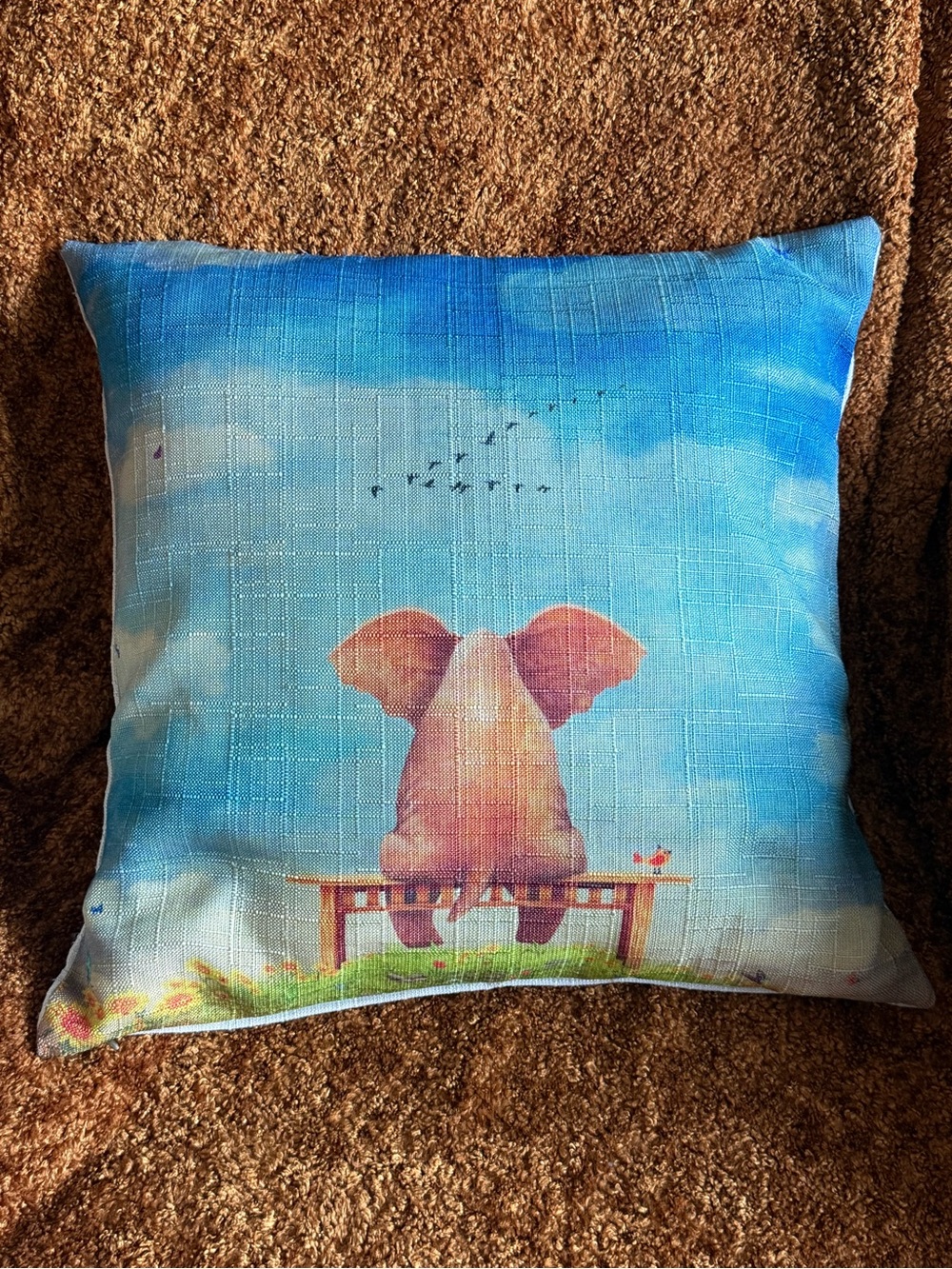 Your Smile Whimsical Elephant Bench Pillow Case Cover (Insert Included) Zipper